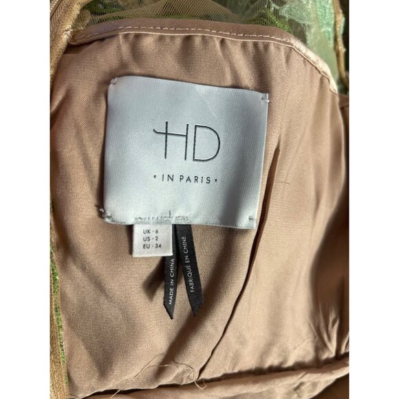 Anthropologie Sz 2 Dress Emerald Green Applique Floral Sleeveless Midi Dress - Picture 3 of 10